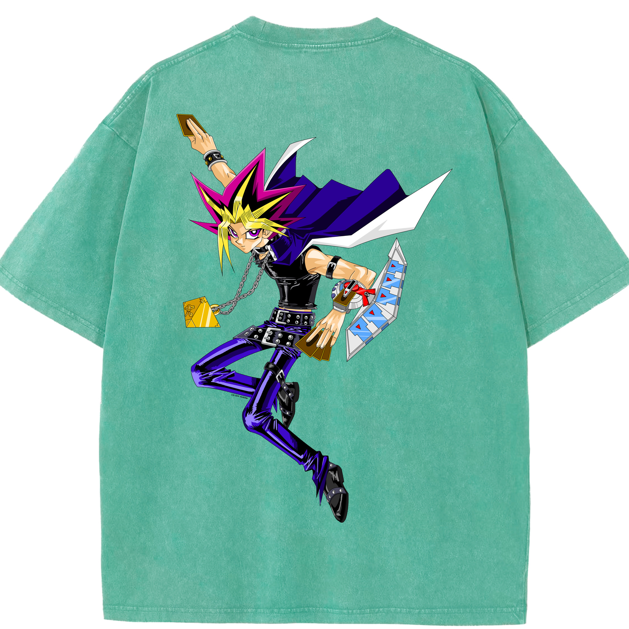 （画像用） 遊☆戯☆王 Yu-Gi-Oh! 綿100% ヴィンテージ風 半袖Tシャツ（背面プリント）